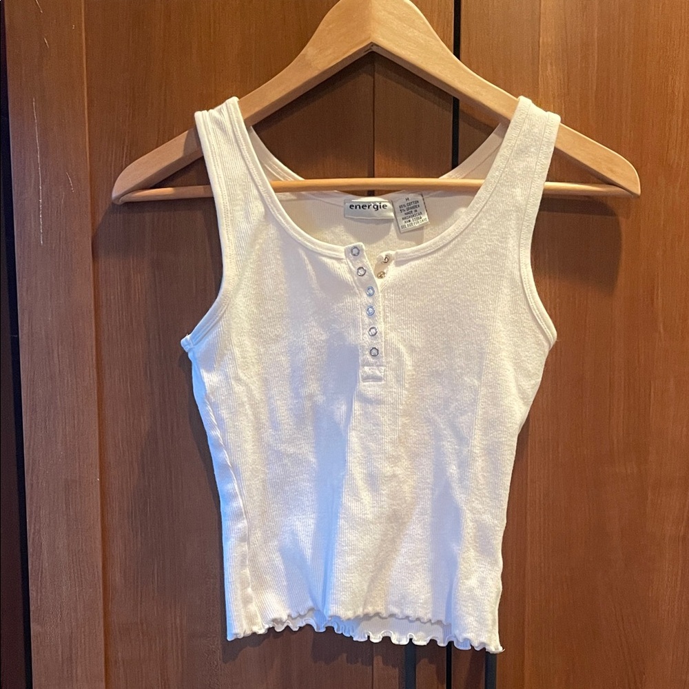 White Ribbed Tank Top